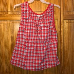 Cato 22/24W blue, white, and red plaid tank top